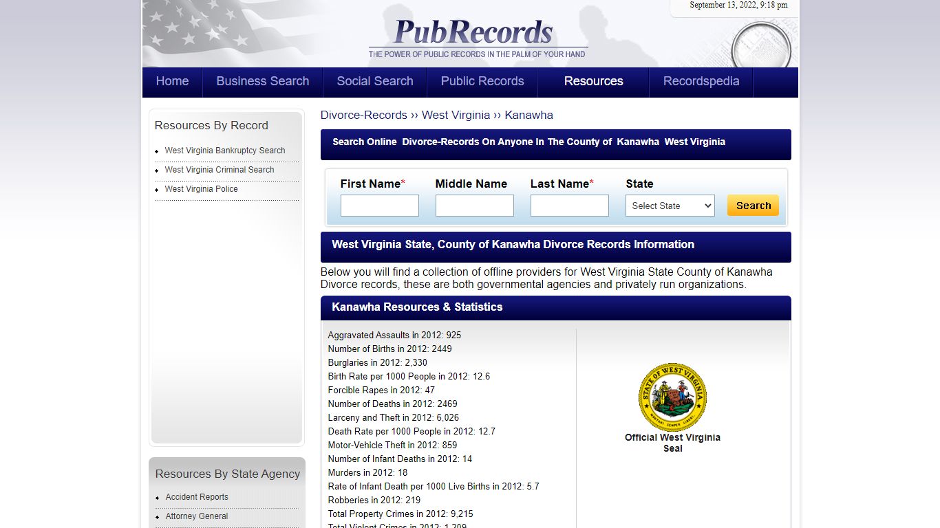 Kanawha County, West Virginia Divorce Records - Pubrecords.com